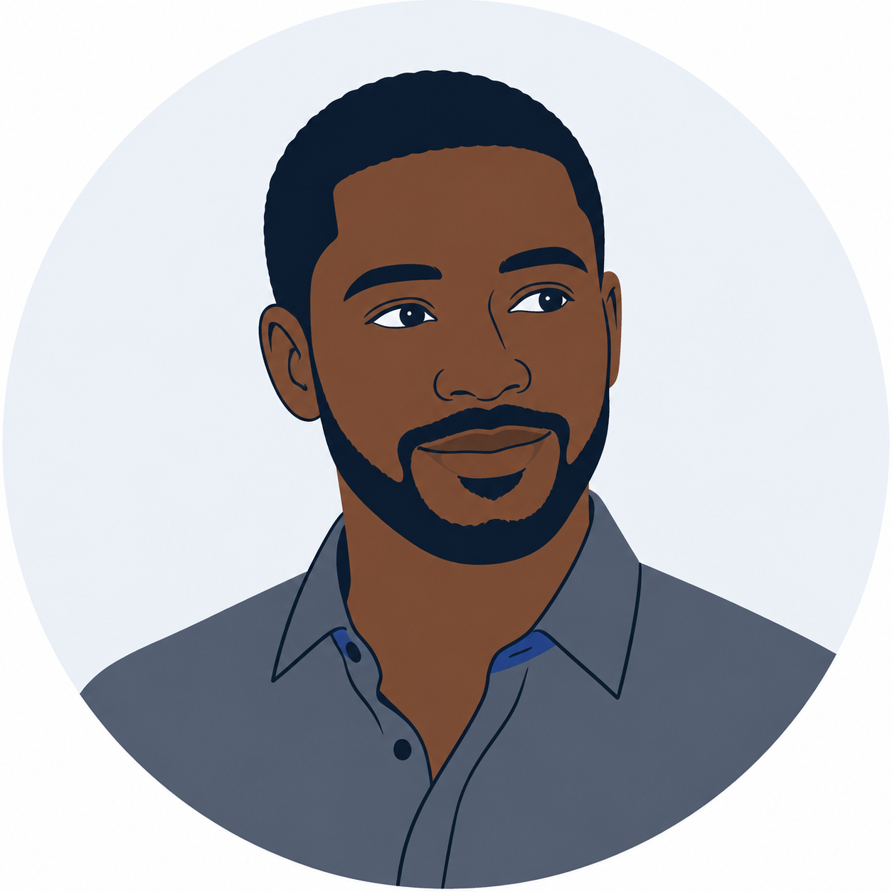 Illustrated portrait of Daniel Okafor, Creative Lead